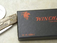 Winchester Trademark USA 1996-1 Model 50 Shotgun Brass Lockback Knife in Box Winchester Trademark USA 1996-1 Model 50 Shotgun Brass Lockback Knife in Box