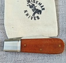 Wiseman Custom Clip Barlow Knife,3.5", Natural micarta steel bolsters