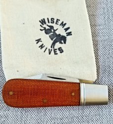 Wiseman Custom Clip Barlow Knife,3.5", Natural micarta steel bolsters Wiseman Custom Clip Barlow Knife,3.5", Natural micarta steel bolsters