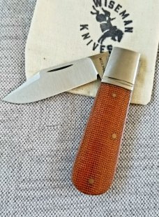 Wiseman Custom Clip Barlow Knife,3.5", Natural micarta steel bolsters Wiseman Custom Clip Barlow Knife,3.5", Natural micarta steel bolsters
