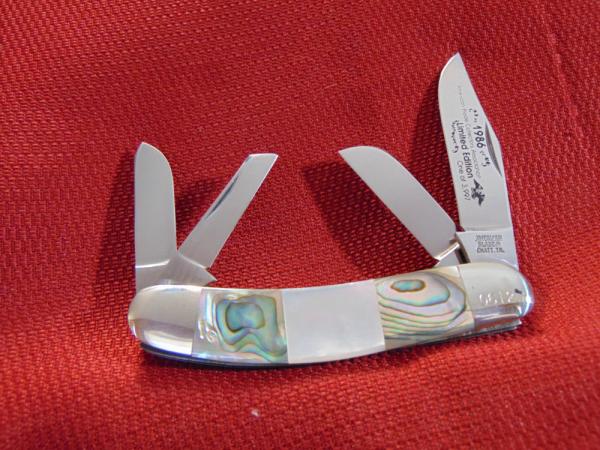 AMERICAN BLADE CHATT. TN. ABALONE / PEARL 4 BLADE SOWBELLY KNIFE 1986 ABCA LIMITED EDITION AMERICAN BLADE CHATT. TN. ABALONE / PEARL 4 BLADE SOWBELLY KNIFE 1986 ABCA LIMITED EDITION