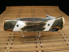 SCHRADE USA LIMITED EDITION VINT. 100 YEAR ANNIVERSARY STAG GUT HOOK UNUSED LOCK BACK KNIFE & SHEATH SCHRADE USA LIMITED EDITION VINT. 100 YEAR ANNIVERSARY STAG GUT HOOK UNUSED LOCK BACK KNIFE & SHEATH
