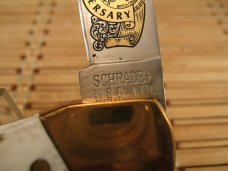 SCHRADE USA LIMITED EDITION VINT. 100 YEAR ANNIVERSARY STAG GUT HOOK UNUSED LOCK BACK KNIFE & SHEATH SCHRADE USA LIMITED EDITION VINT. 100 YEAR ANNIVERSARY STAG GUT HOOK UNUSED LOCK BACK KNIFE & SHEATH