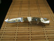 SCHRADE USA LIMITED EDITION VINT. 100 YEAR ANNIVERSARY STAG GUT HOOK UNUSED LOCK BACK KNIFE & SHEATH SCHRADE USA LIMITED EDITION VINT. 100 YEAR ANNIVERSARY STAG GUT HOOK UNUSED LOCK BACK KNIFE & SHEATH