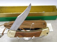 Puma Germany Wood 970 Game Warden Lockback Knife in Box w/Leather Pouch c.1968