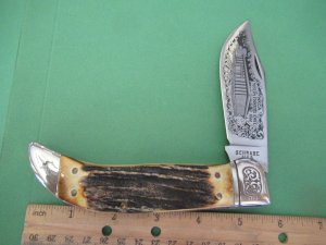 Schrade 1980  Stag Handle Clasp Folding Hunter NKCA Museum Knife 