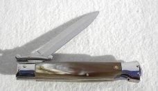 NEW OLD STOCK 1980's ITALIAN STILETTO 9" GENUINE BRAZILIAN HORN SWING GUARD LOCK BACK 