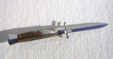 NEW OLD STOCK 1980's ITALIAN STILETTO 9" GENUINE BRAZILIAN HORN SWING GUARD LOCK BACK 