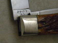 Winchester Trademark USA 1993 Burnt Orange Bone 29103 Cartridge Series Jumbo Trapper Knife in Box Winchester Trademark USA 1993 Burnt Orange Bone 29103 Cartridge Series Jumbo Trapper Knife in Box