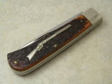 Winchester Trademark USA 1992 Burnt Orange Bone 29103 1/2 Rifle Series Jumbo Trapper Knife in Box Winchester Trademark USA 1992 Burnt Orange Bone 29103 1/2 Rifle Series Jumbo Trapper Knife in Box