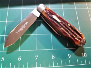 SCHATT MORGAN TEAR DROP AMBER CARVED STAG 042206 1 OF 100 EO