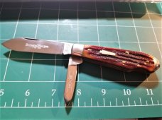 SCHATT MORGAN TEAR DROP AMBER CARVED STAG 042206 1 OF 100 EO