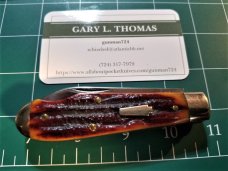 SCHATT MORGAN TEAR DROP AMBER CARVED STAG 042206 1 OF 100 EO