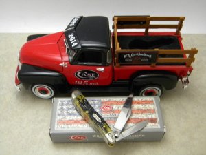 Case XX USA 2014 Olive Green Bone 6220 125 Years Peanut Knife & Ertl Truck