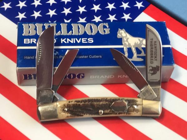 Vintage Early HAND MADE Bulldog 4 Blade Congress Kentucky Thorobred Horse Theme Knife +Derby Shield Vintage Early HAND MADE Bulldog 4 Blade Congress Kentucky Thorobred Horse Theme Knife +Derby Shield