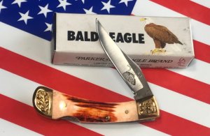 Parker (Japan) IMAI K-542 Lockback Pocket/Hunting Knife w/ a Bald Eagle Blade Etching - NOS