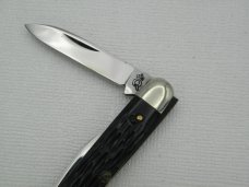 Queen Cutlery #5 Senator Pen, 2 ½” closed, 1947, rough black handles, carbon steel blades, Queen Cutlery #5 Senator Pen, 2 ½” closed, 1947, rough black handles, carbon steel blades,