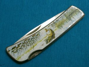 VINTAGE JAPAN LOCKBACK FOLDING POCKET HUNTING SKINNING FISHING FISH FISHERS BASS KNIFE KNIVES OLD