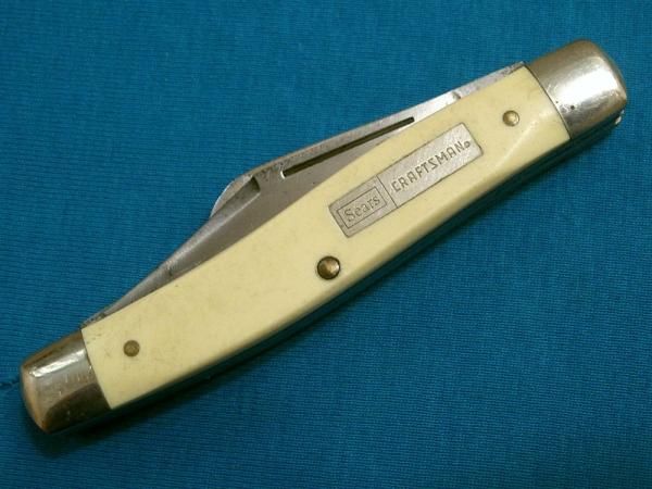 VINTAGE SEARS CRAFTSMAN USA 95045 3 BLADE STOCKMAN FOLDING POCKET JACK KNIFE KNIVES OLD