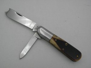 Queen Cutlery #25 Barlow Saw Cut Bone:  3 1/2” closed, 1958 - 1960,  Q STEEL