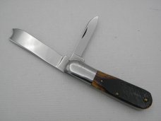 Queen Cutlery #25 Barlow Saw Cut Bone: 3 1/2” closed, 1958 - 1960, Q STEEL Queen Cutlery #25 Barlow Saw Cut Bone: 3 1/2” closed, 1958 - 1960, Q STEEL