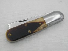 Queen Cutlery #25 Barlow Saw Cut Bone: 3 1/2” closed, 1958 - 1960, Q STEEL Queen Cutlery #25 Barlow Saw Cut Bone: 3 1/2” closed, 1958 - 1960, Q STEEL