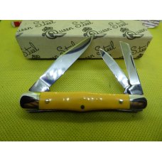 Queen City Steel, yellow composite balloon whittler, near mint with box. #48A