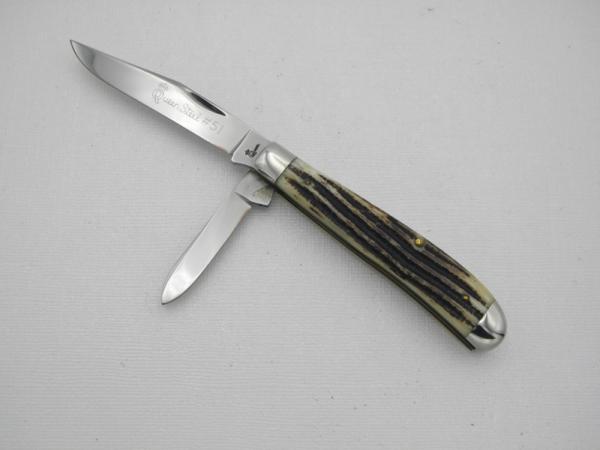 Queen Cutlery #51 Small Dogleg Trapper in Winterbottom bone: Queen Cutlery #51 Small Dogleg Trapper in Winterbottom bone: