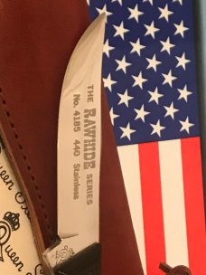 Queen Raw Hide Fixed Blade Hunter/Hunting Knife w Beautiful Fancy Designed Wood Handles -NOS & MINT Queen Raw Hide Fixed Blade Hunter/Hunting Knife w Beautiful Fancy Designed Wood Handles -NOS & MINT