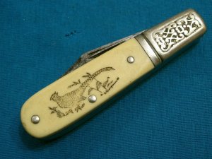 VINTAGE SCHRADE SCRIMSHAW PHEASANT USA SC506 BARLOW BAREHEAD FOLDING POCKET PEN KNIFE KNIVES OLD