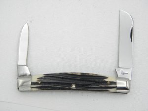Queen Cutlery Co. #31 Half Congress in Winterbottom Bone: 4” closed; circa 1960, Q STEEL tang stamp
