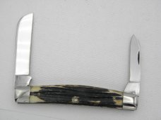 Queen Cutlery Co. #31 Half Congress in Winterbottom Bone: 4” closed; circa 1960, Q STEEL tang stamp