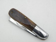 Queen Cutlery #25 Barlow with saw cut bone: 3 1/2” closed, late 1940s, no etched blade, Big “Q” Queen Cutlery #25 Barlow with saw cut bone: 3 1/2” closed, late 1940s, no etched blade, Big “Q”