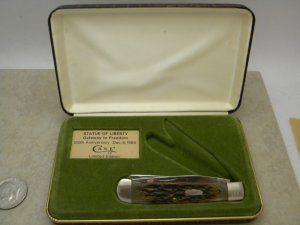 Case XX USA 1984 Bone 6254 Statue of Liberty 100th Anniv. Trapper Knife NIB