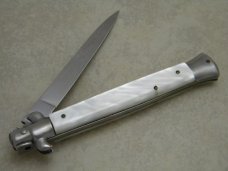 Italy Swivel Bolster Release 10.75 Cracked Ice Italian Stiletto Switchblade Knife c.70's/80's