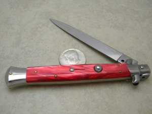 Italy Swivel Bolster Release 10.75 Cracked Ice Italian Stiletto Switchblade Knife c.1970's or 1980's