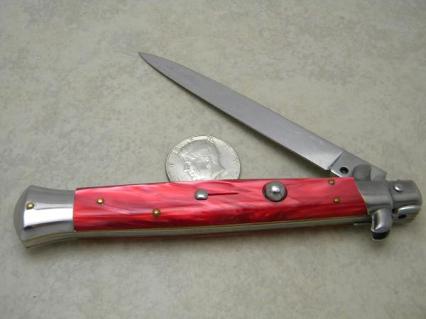 Italy Swivel Bolster Release 10.75 Cracked Ice Italian Stiletto Switchblade Knife c.1970's or 1980's