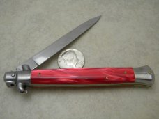 Italy Swivel Bolster Release 10.75 Cracked Ice Italian Stiletto Switchblade Knife c.1970's or 1980's