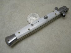 Italy Swivel Bolster Release 10.75 Cracked Ice Italian Stiletto Switchblade Knife c.1970's or 1980's