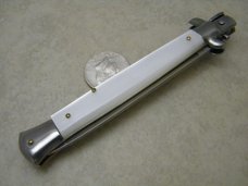 Italy Swivel Bolster Release 10.75 Cracked Ice Italian Stiletto Switchblade Knife c.1970's or 1980's