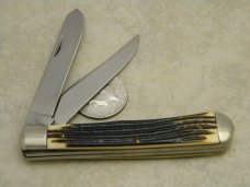Queen #19 Imitation Winterbottom Bone No Tang Stamp Etched Trapper Knife 