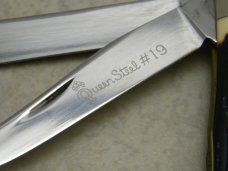 Queen #19 Imitation Winterbottom Bone No Tang Stamp Etched Trapper Knife 