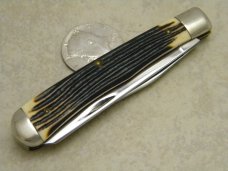Queen #19 Imitation Winterbottom Bone No Tang Stamp Etched Trapper Knife 