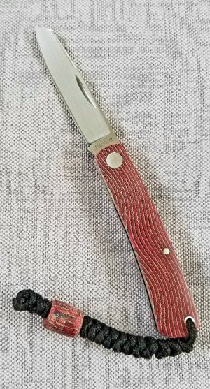 Jeffrey  Mitchell custom Native knife, Patriotic Ripple Micarta and CPM-154, 4" , bead & lanyard 