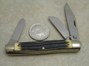 Queen Steel #9 Imitation Winterbottom Bone Etched Tang Stamp Stockman Knife