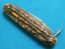 VINTAGE RICHARDS SHEFFIELD ENGLAND FAUX STAG SCOUT CAMP SURVIVAL FOLDING POCKET KNIFE KNIVES OLD