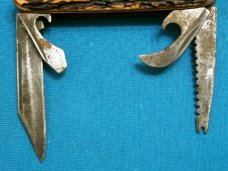 VINTAGE RICHARDS SHEFFIELD ENGLAND FAUX STAG SCOUT CAMP SURVIVAL FOLDING POCKET KNIFE KNIVES OLD