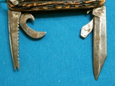 VINTAGE RICHARDS SHEFFIELD ENGLAND FAUX STAG SCOUT CAMP SURVIVAL FOLDING POCKET KNIFE KNIVES OLD
