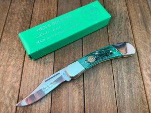 Hen  and Rooster Lockback Green Jigged Bone Bertram Cutlery Solingen Germany
