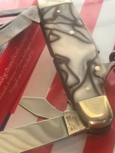 Vintage Bulldog Brand Scout Knife /Utility/Camp w Great Creme w/ Brown Swirl Handles -NOS & Mint Vintage Bulldog Brand Scout Knife /Utility/Camp w Great Creme w/ Brown Swirl Handles -NOS & Mint